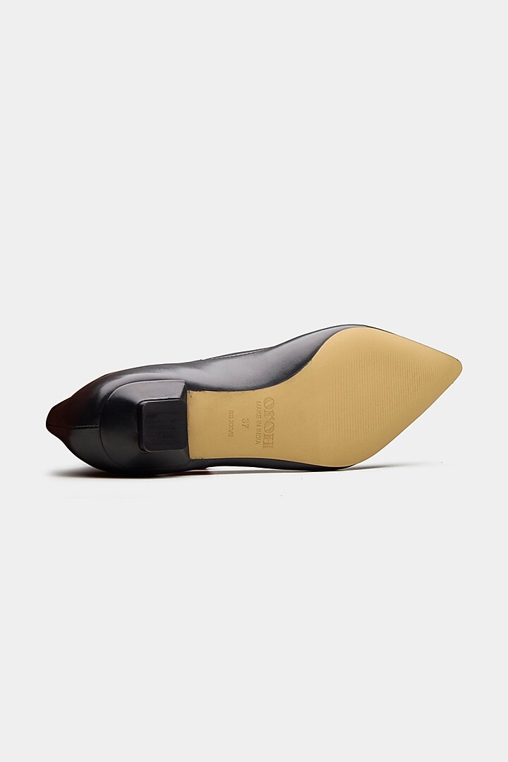 Black Crust Leather Ballerina Heels by Oroh at Pernia's Pop Up Shop