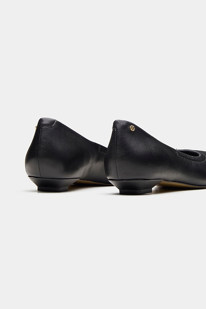 Black Crust Leather Ballerina Heels by Oroh at Pernia's Pop Up Shop