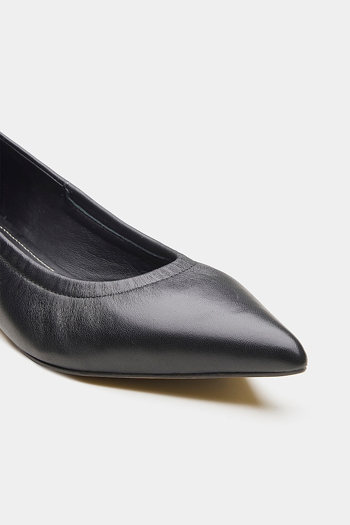 Black Crust Leather Ballerina Heels by Oroh at Pernia's Pop Up Shop