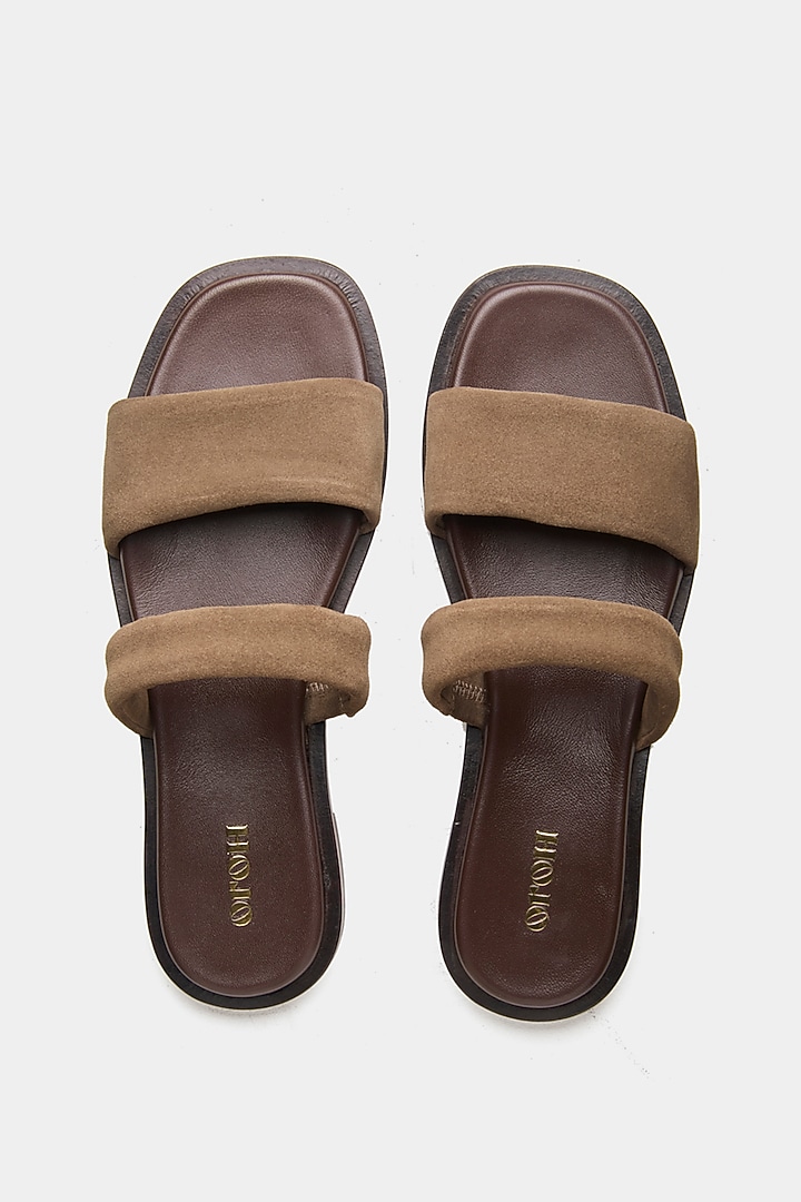 Taupe Genuine Leather Flats by Oroh at Pernia's Pop Up Shop