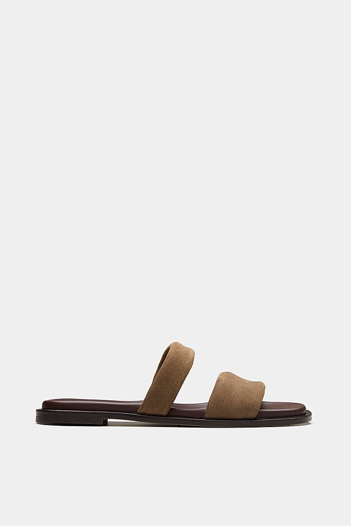 Taupe Genuine Leather Flats by Oroh at Pernia's Pop Up Shop