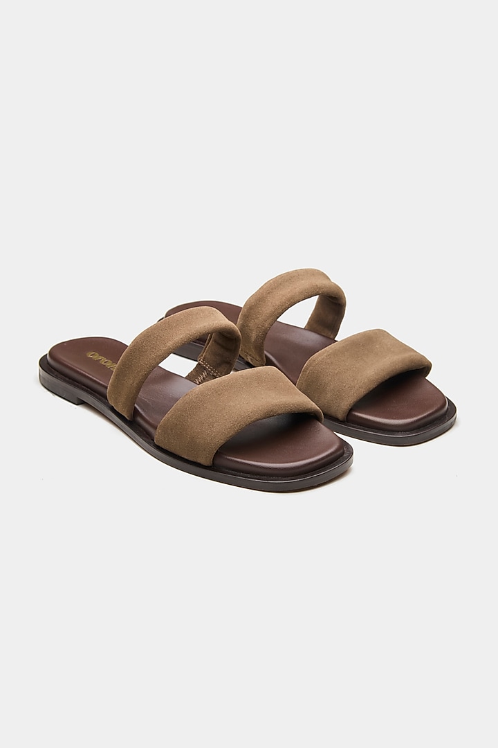 Taupe Genuine Leather Flats by Oroh at Pernia's Pop Up Shop