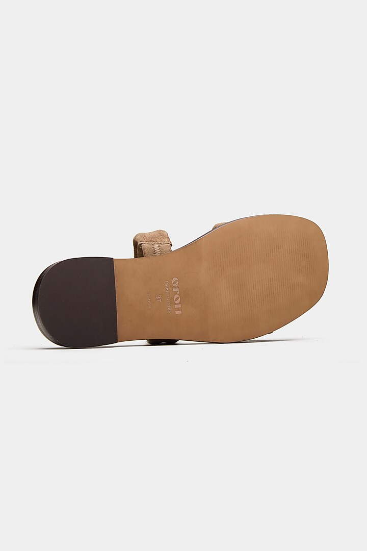 Taupe Genuine Leather Flats by Oroh at Pernia's Pop Up Shop