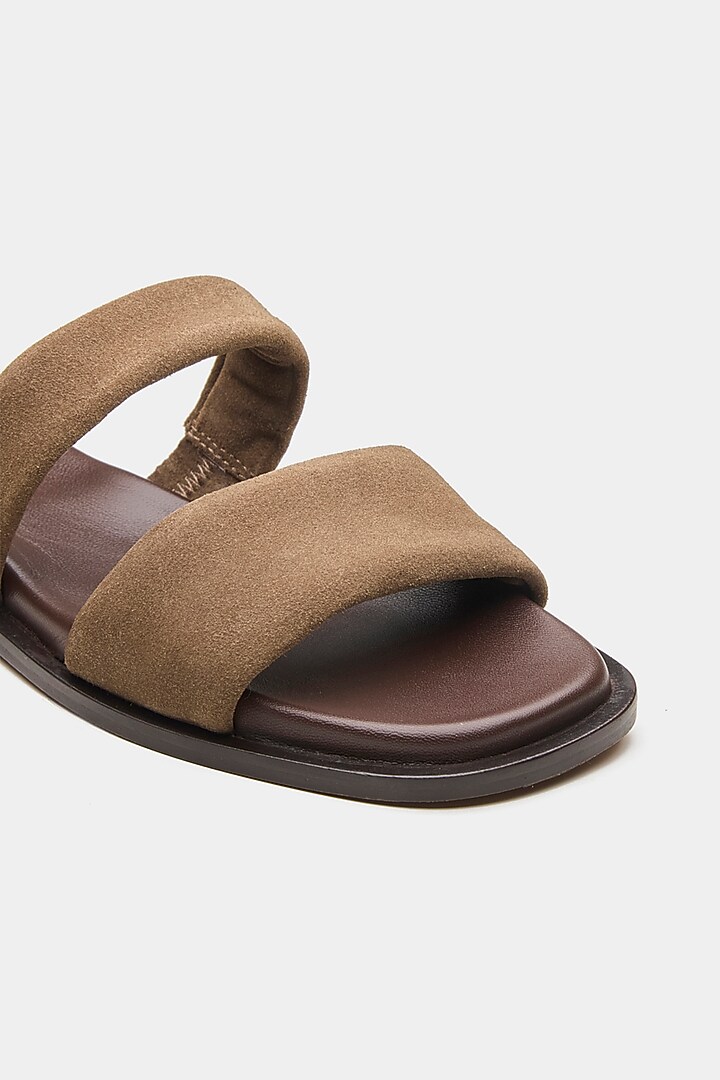 Taupe Genuine Leather Flats by Oroh at Pernia's Pop Up Shop