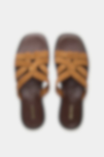 Tan Genuine Leather Flats by Oroh at Pernia's Pop Up Shop