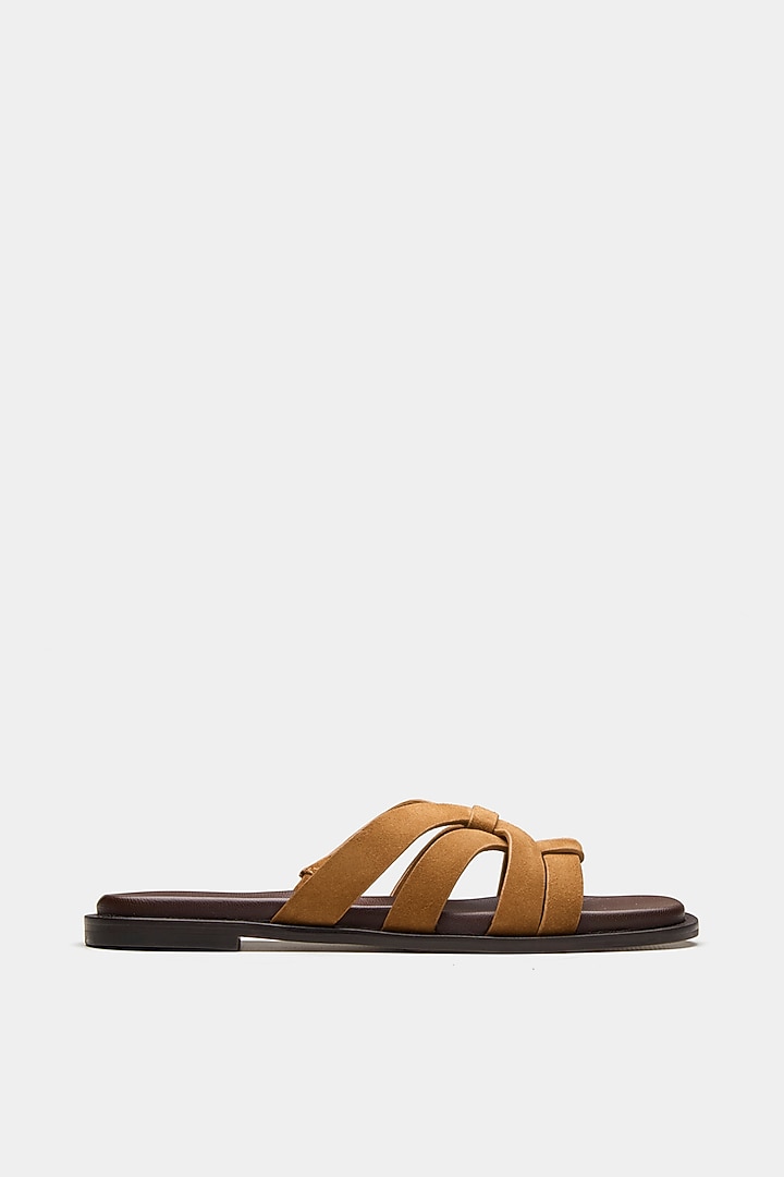 Tan Genuine Leather Flats by Oroh at Pernia's Pop Up Shop