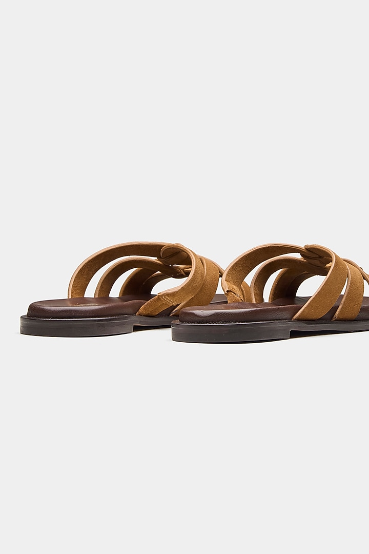 Tan Genuine Leather Flats by Oroh at Pernia's Pop Up Shop