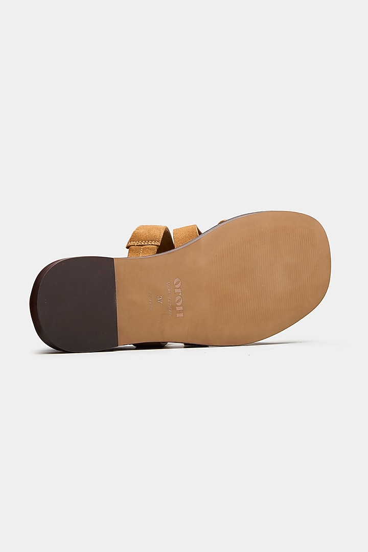 Tan Genuine Leather Flats by Oroh at Pernia's Pop Up Shop