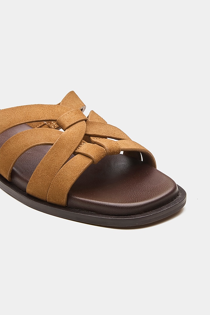 Tan Genuine Leather Flats by Oroh at Pernia's Pop Up Shop