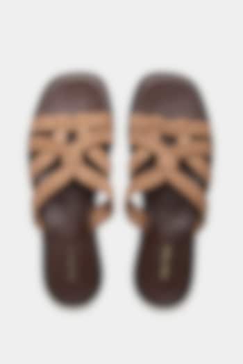 Nude Genuine Leather Strappy Flats by Oroh at Pernia's Pop Up Shop