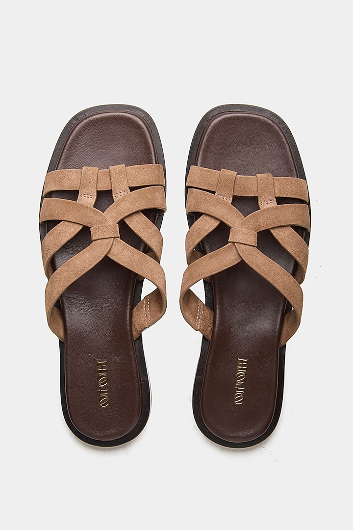 Nude Genuine Leather Strappy Flats by Oroh at Pernia's Pop Up Shop