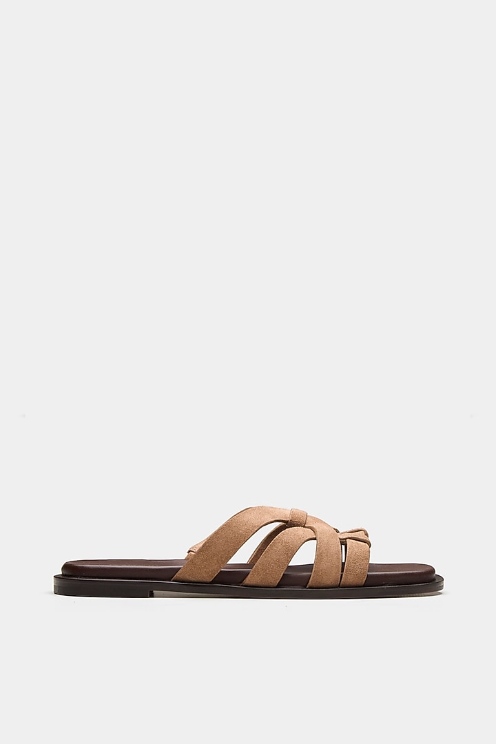 Nude Genuine Leather Strappy Flats by Oroh at Pernia's Pop Up Shop