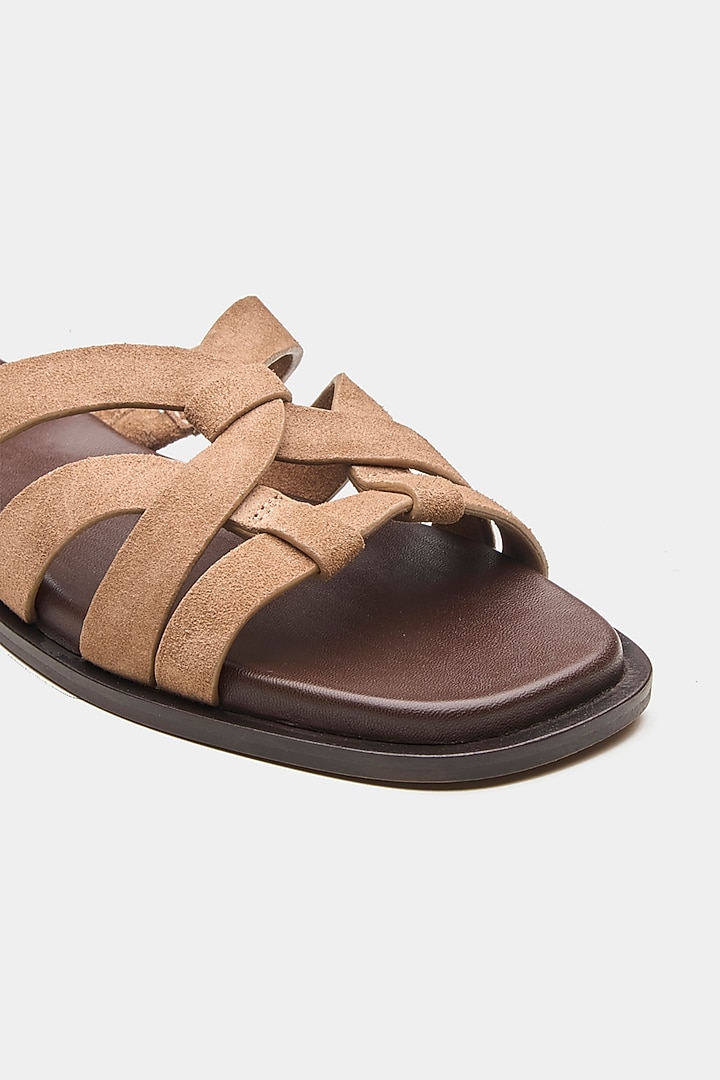 Nude Genuine Leather Strappy Flats by Oroh at Pernia's Pop Up Shop