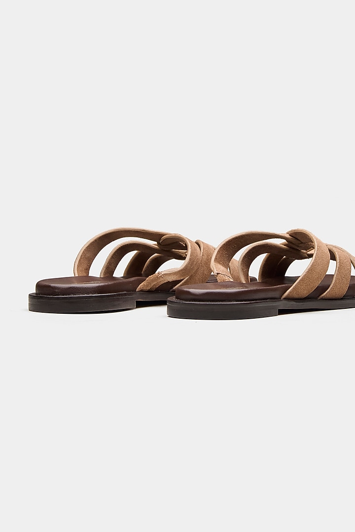 Nude Genuine Leather Strappy Flats by Oroh at Pernia's Pop Up Shop
