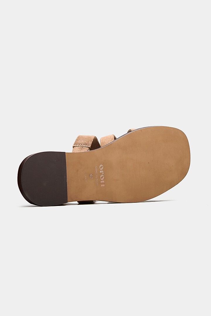 Nude Genuine Leather Strappy Flats by Oroh at Pernia's Pop Up Shop