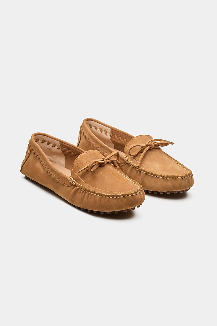 Tan Genuine Leather Loafers by Oroh at Pernia's Pop Up Shop