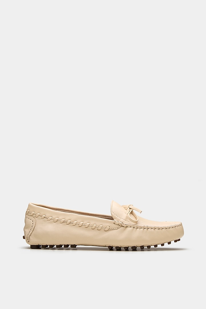 Off White Genuine Leather Loafers by Oroh at Pernia's Pop Up Shop