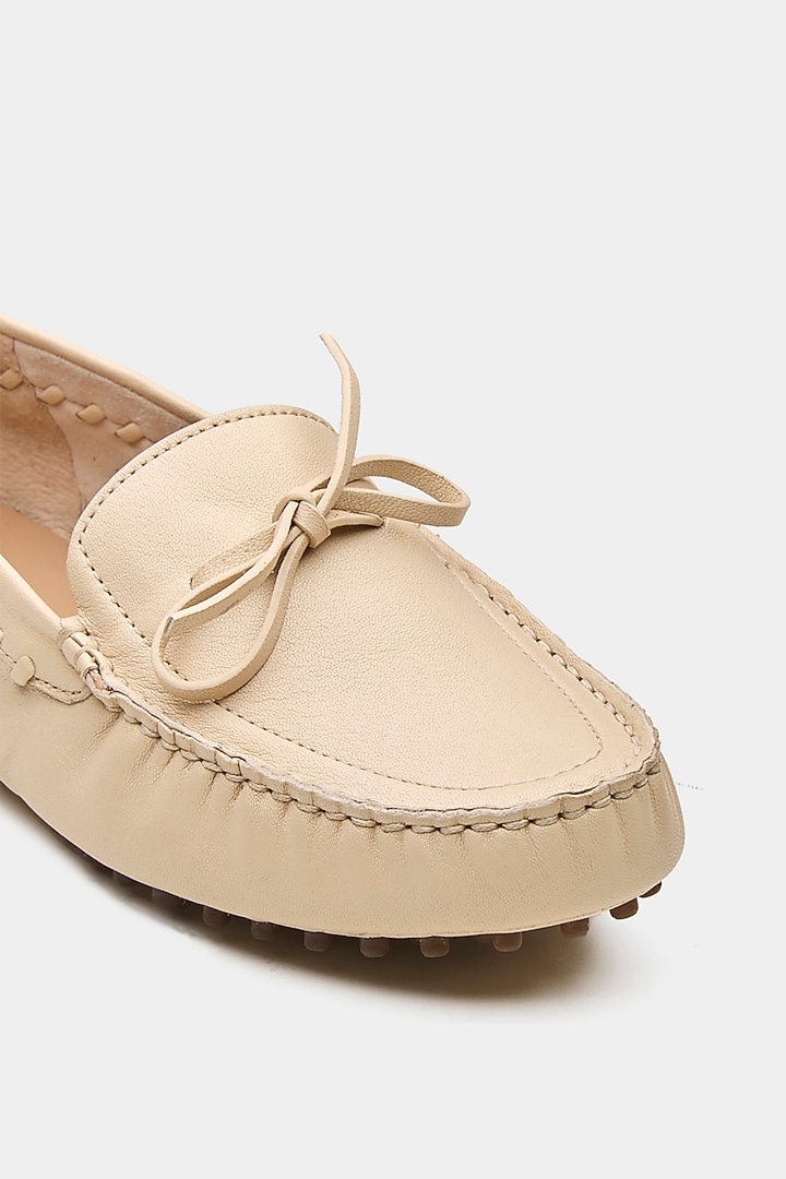 Off White Genuine Leather Loafers by Oroh at Pernia's Pop Up Shop