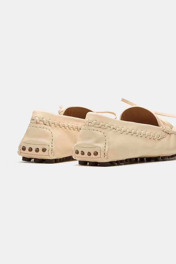 Off White Genuine Leather Loafers by Oroh at Pernia's Pop Up Shop