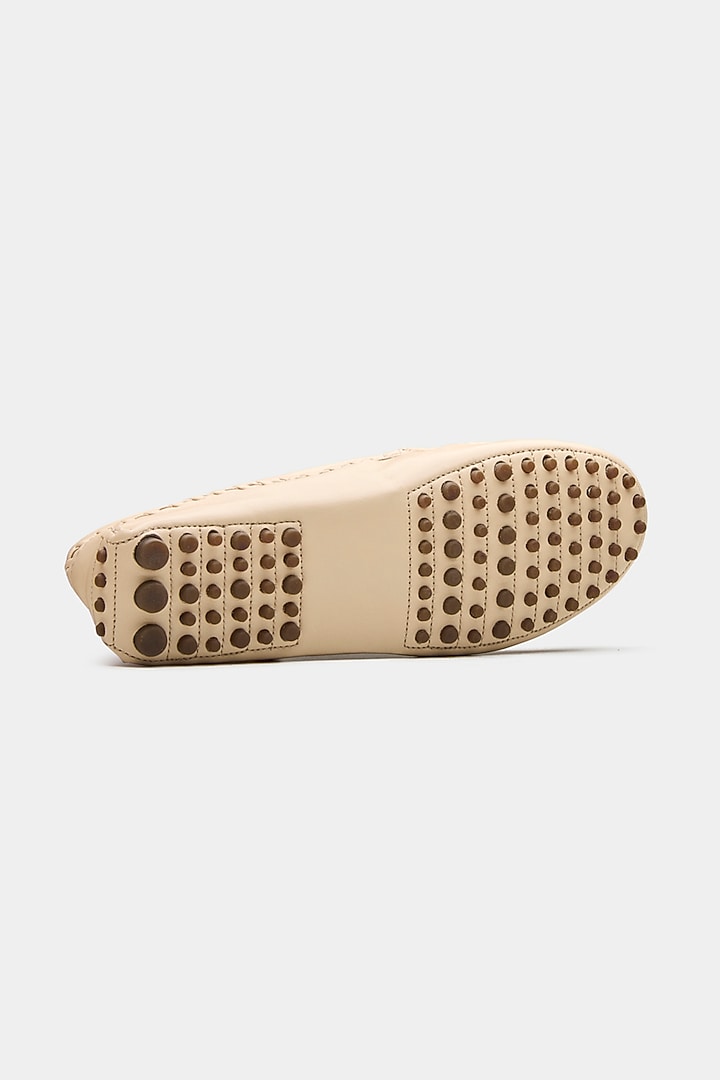 Off White Genuine Leather Loafers by Oroh at Pernia's Pop Up Shop
