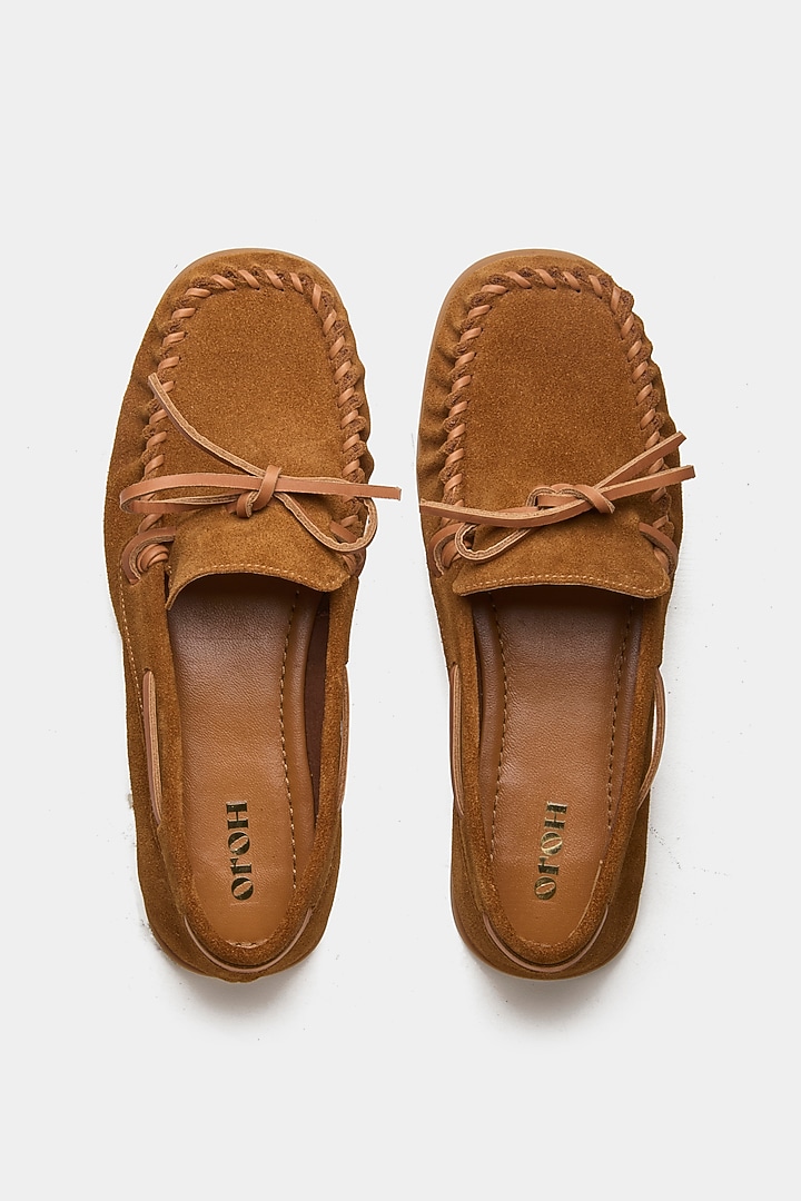 Tan Genuine Leather Loafers by Oroh at Pernia's Pop Up Shop