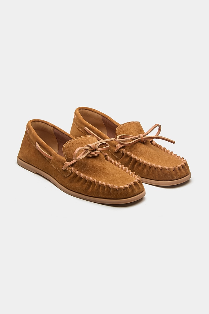 Tan Genuine Leather Loafers by Oroh at Pernia's Pop Up Shop