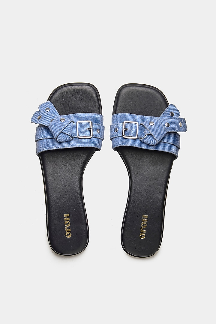 Blue Genuine Buckle Flats by Oroh at Pernia's Pop Up Shop