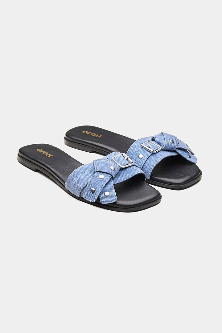 Blue Genuine Buckle Flats by Oroh at Pernia's Pop Up Shop
