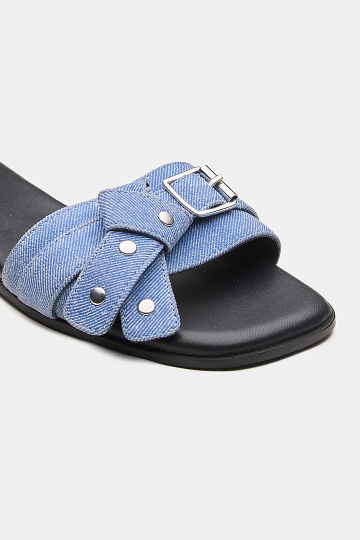 Blue Genuine Buckle Flats by Oroh at Pernia's Pop Up Shop
