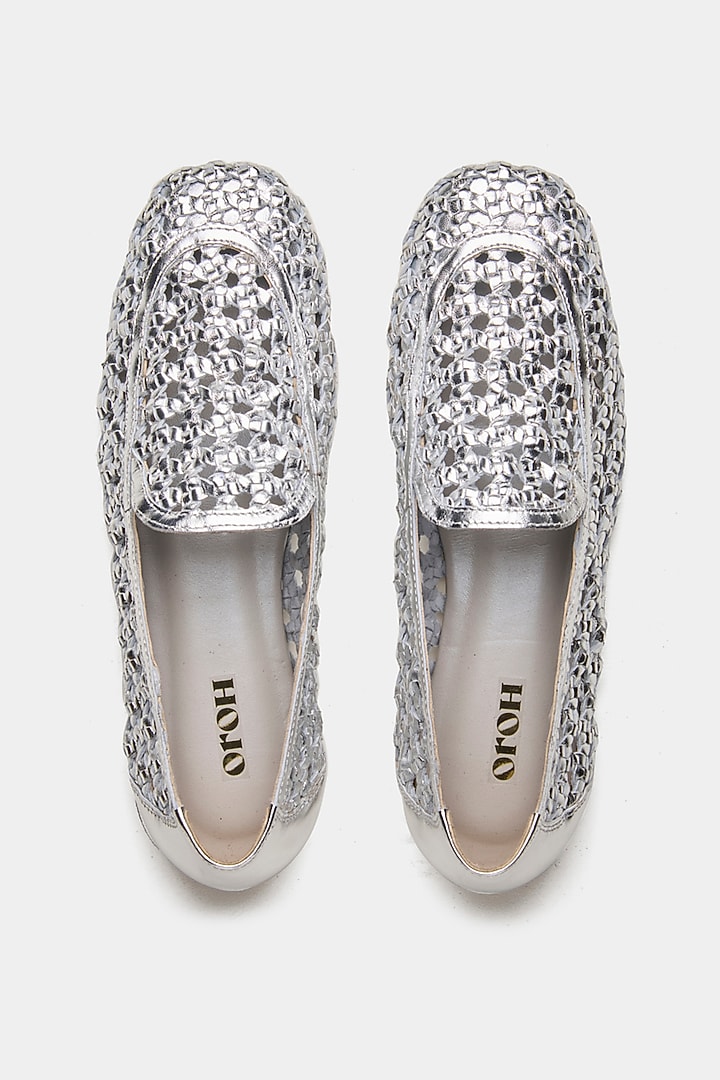 Silver Genuine Leather Ballerina Flats by Oroh at Pernia's Pop Up Shop