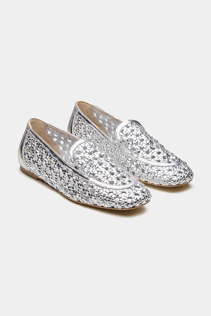 Silver Genuine Leather Ballerina Flats by Oroh at Pernia's Pop Up Shop