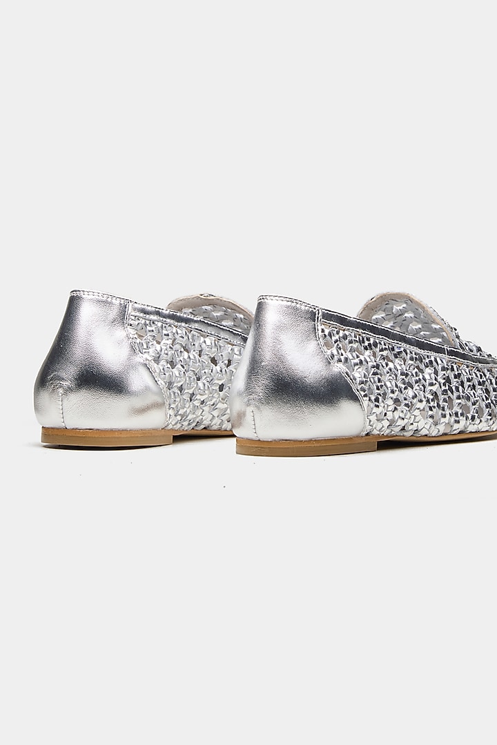 Silver Genuine Leather Ballerina Flats by Oroh at Pernia's Pop Up Shop