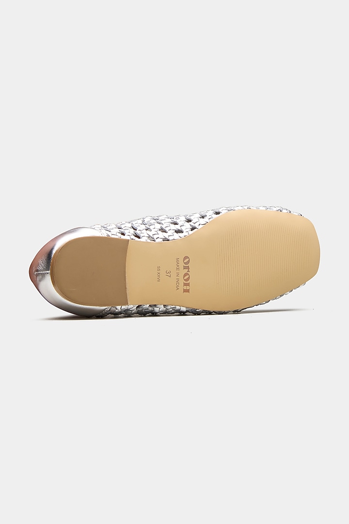 Silver Genuine Leather Ballerina Flats by Oroh at Pernia's Pop Up Shop
