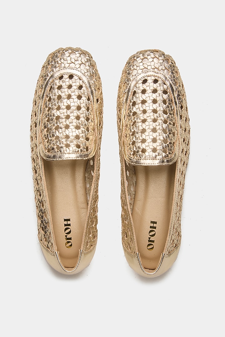 Gold Genuine Leather Ballerina Flats by Oroh at Pernia's Pop Up Shop