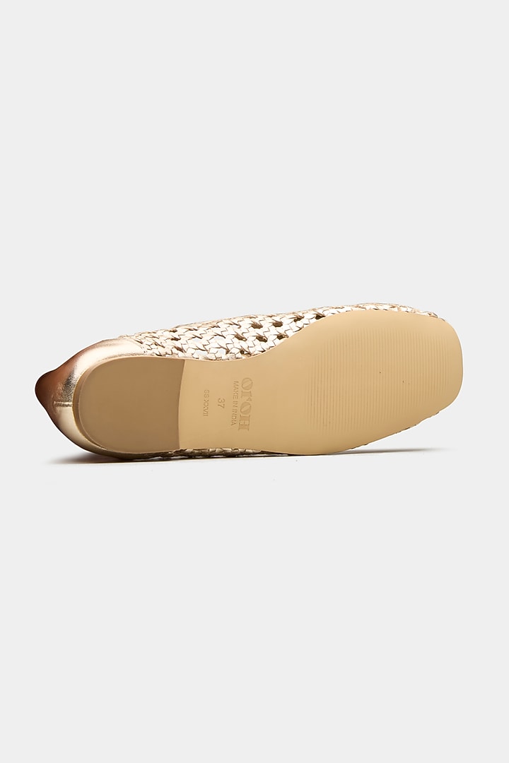 Gold Genuine Leather Ballerina Flats by Oroh at Pernia's Pop Up Shop