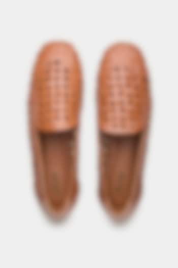 Tan Genuine Leather Ballerina Flats by Oroh at Pernia's Pop Up Shop