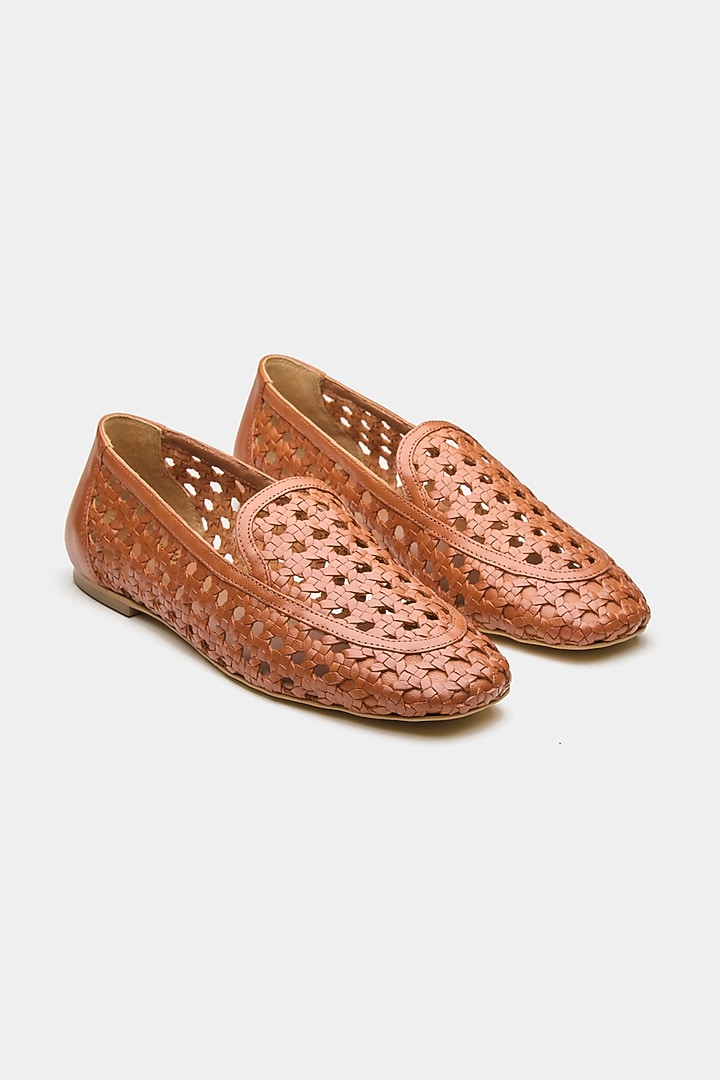 Tan Genuine Leather Ballerina Flats by Oroh at Pernia's Pop Up Shop