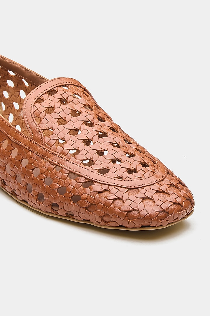 Tan Genuine Leather Ballerina Flats by Oroh at Pernia's Pop Up Shop