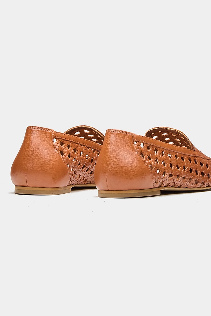 Tan Genuine Leather Ballerina Flats by Oroh at Pernia's Pop Up Shop