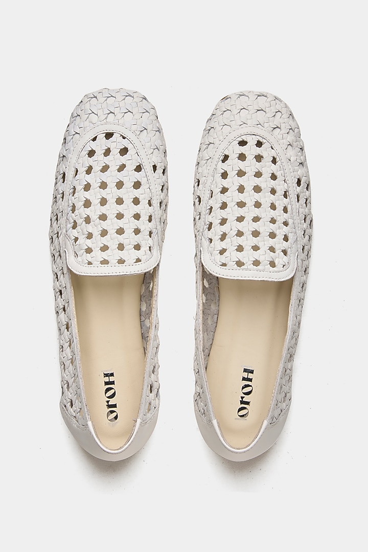 White Genuine Leather Ballerina Flats by Oroh at Pernia's Pop Up Shop