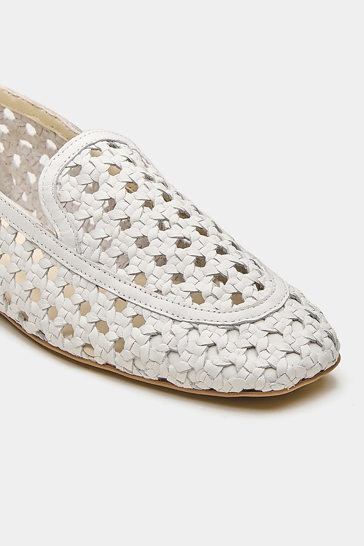 White Genuine Leather Ballerina Flats by Oroh at Pernia's Pop Up Shop