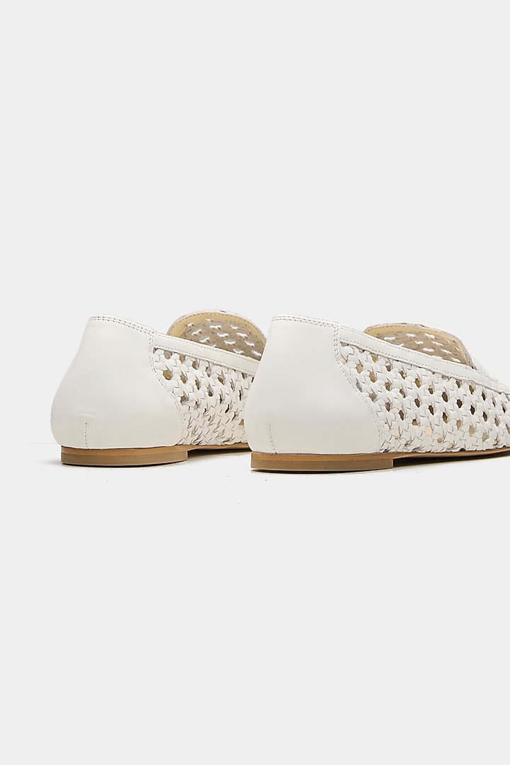 White Genuine Leather Ballerina Flats by Oroh at Pernia's Pop Up Shop