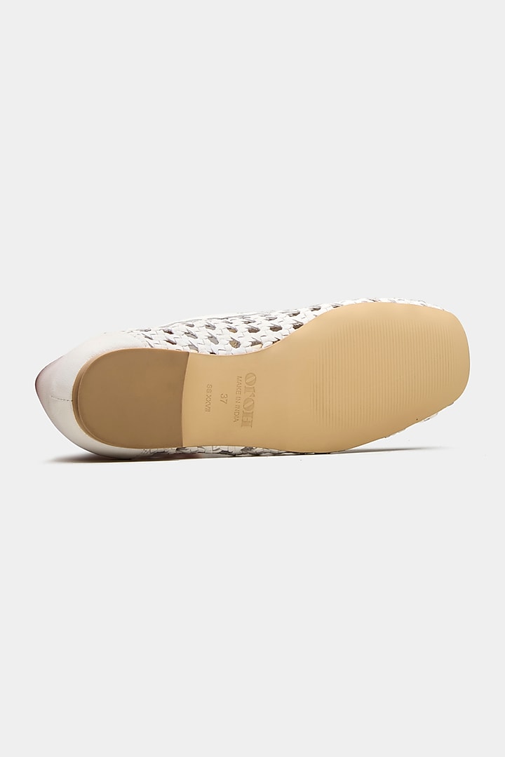 White Genuine Leather Ballerina Flats by Oroh at Pernia's Pop Up Shop