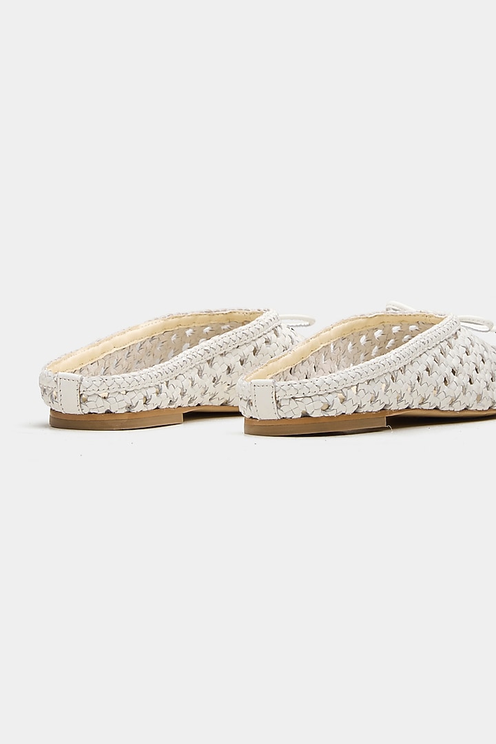 White Genuine Leather Hand-Woven Ballerina Flats by Oroh at Pernia's Pop Up Shop