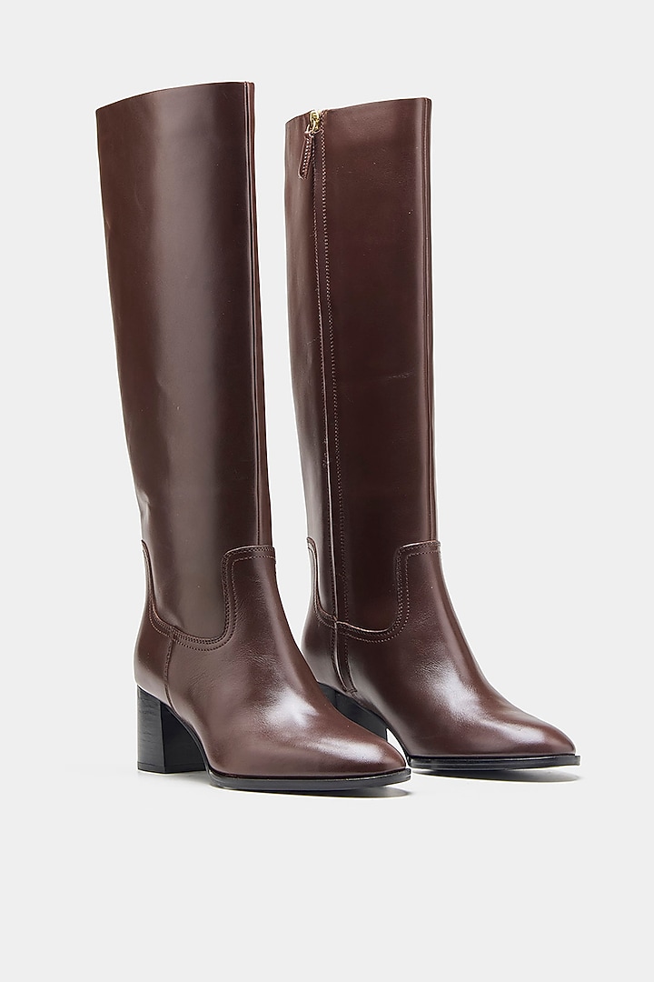 Brown Genuine Leather Long Boots by Oroh at Pernia's Pop Up Shop