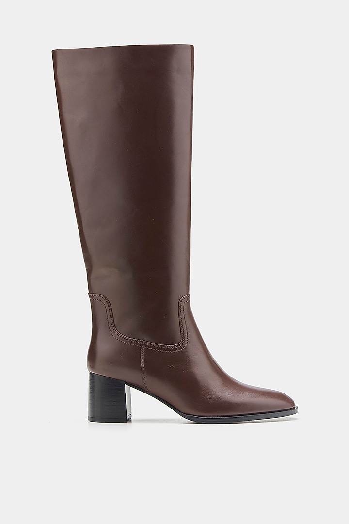 Brown Genuine Leather Long Boots by Oroh at Pernia's Pop Up Shop