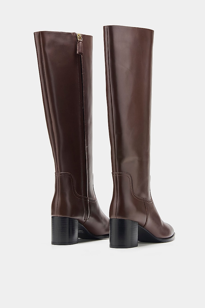 Brown Genuine Leather Long Boots by Oroh at Pernia's Pop Up Shop