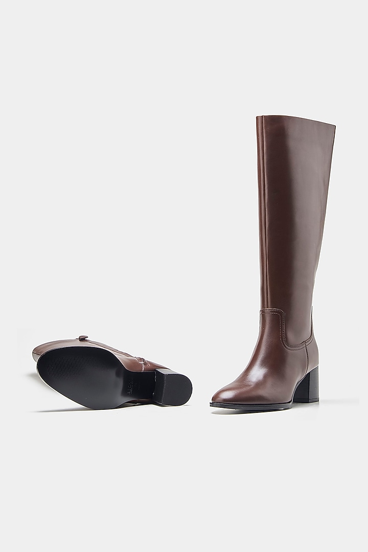 Brown Genuine Leather Long Boots by Oroh at Pernia's Pop Up Shop