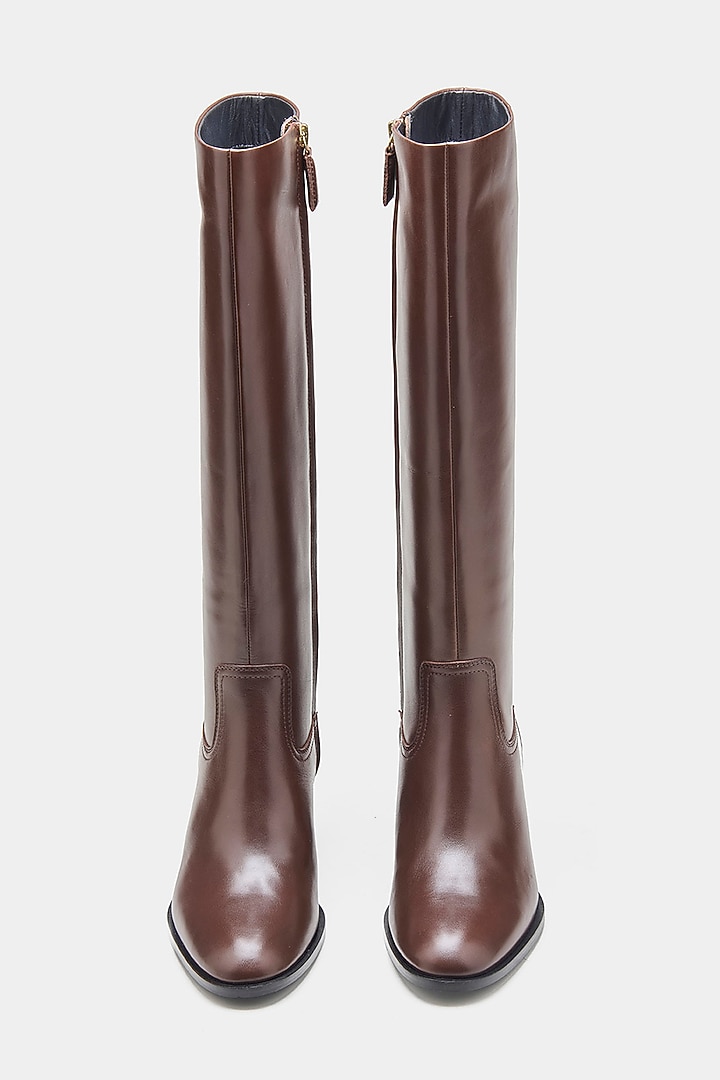 Brown Genuine Leather Long Boots by Oroh at Pernia's Pop Up Shop