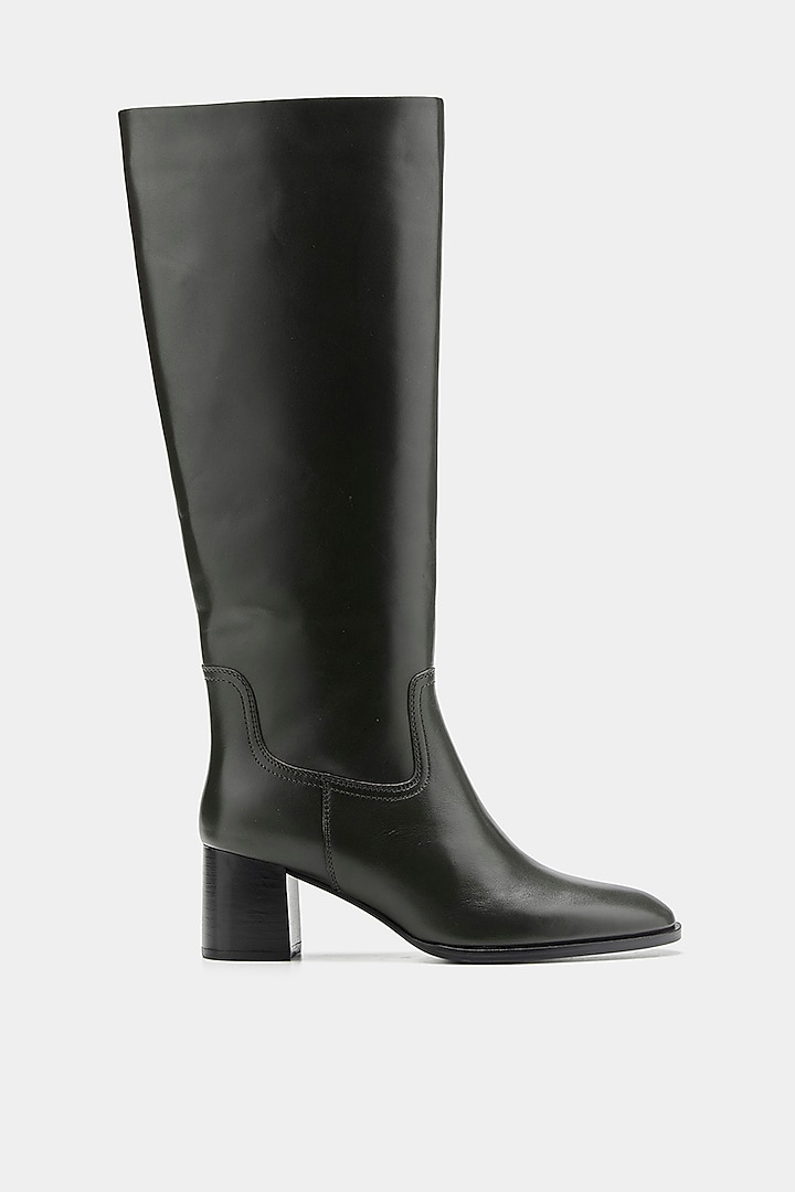Black Genuine Leather Long Boots by Oroh at Pernia's Pop Up Shop